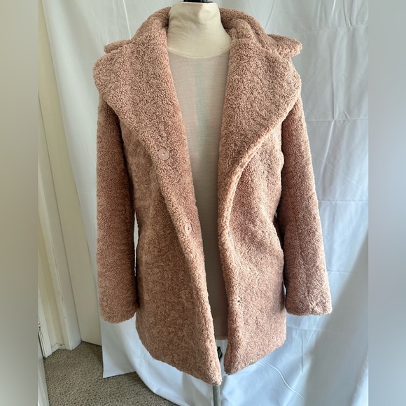 RACHEL ZOE Blush PINK Teddy Bear Coat Size Medium - Picture 3 of 14